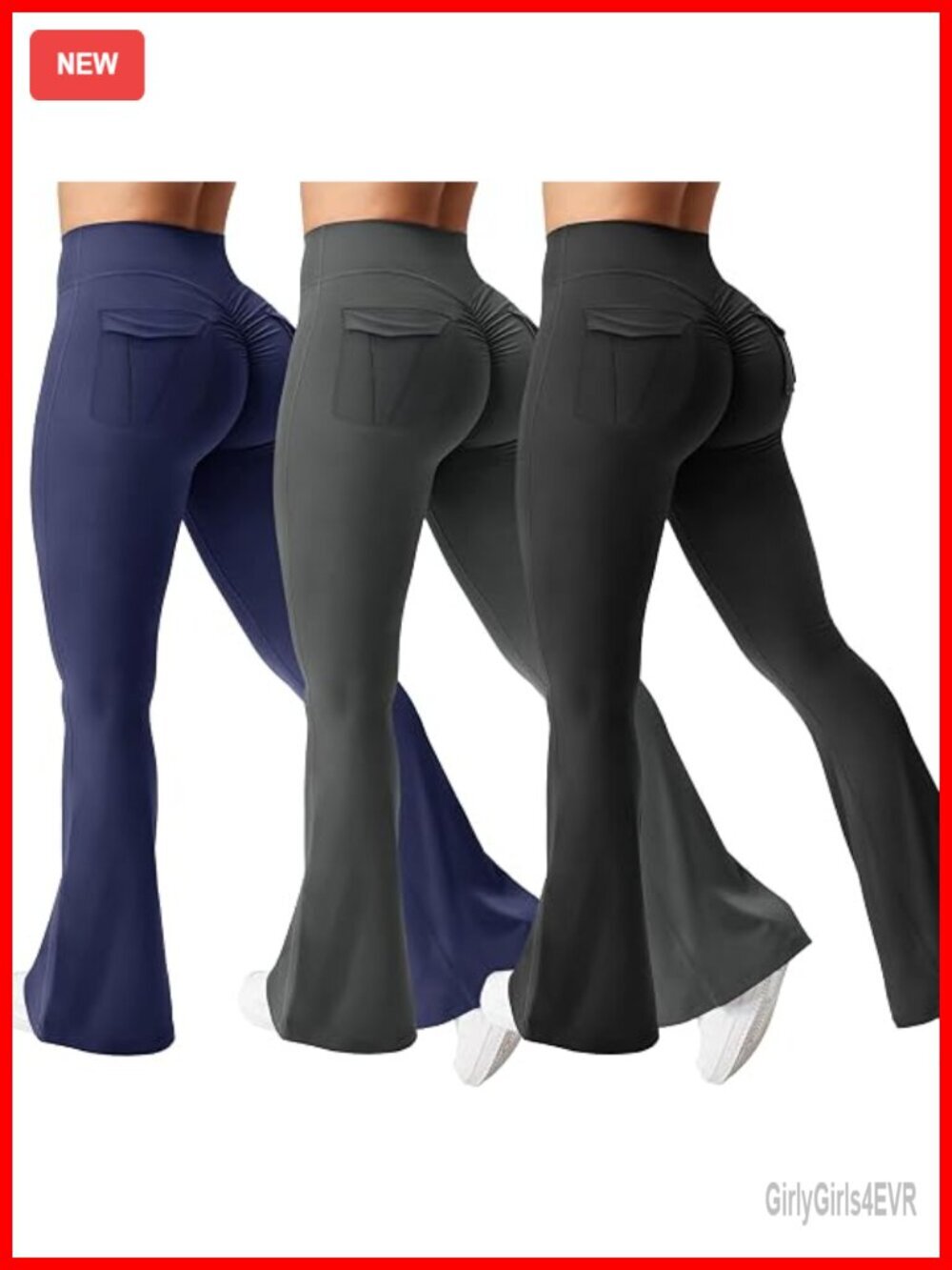 High Waisted Scrunch Bootcut Yoga Pants with Pockets